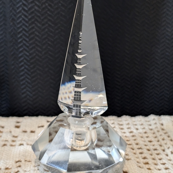 Vanity Tray, Japanese Crystal Perfume Bottle, Crystal Ring Dish - Picture 2 of 7